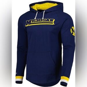 Mitchell & Ness College Vault Michigan Wolverines Raglan Pullover Hoodie Sz XL
